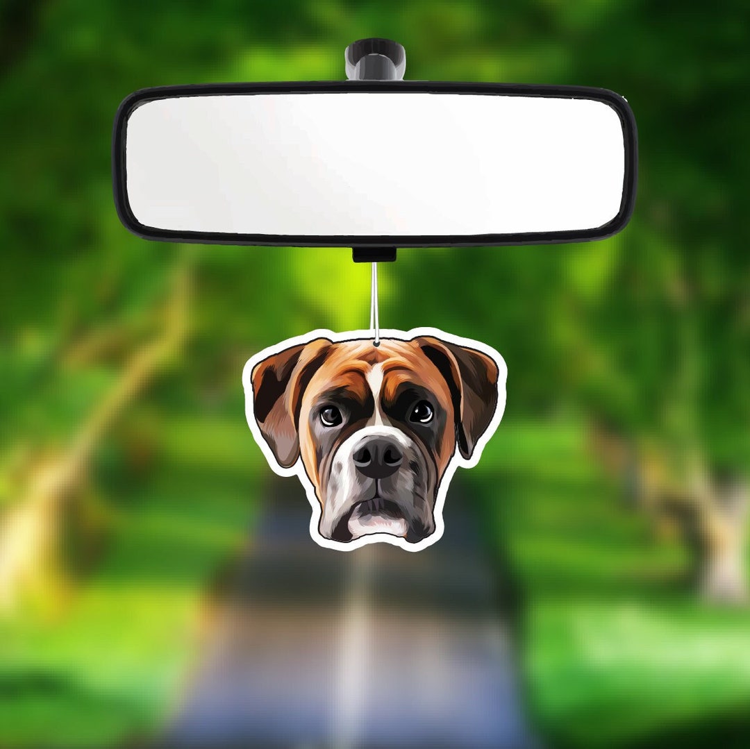 Boxer Dog Car Air Freshener, Rear View Mirror Accessory, Cute Hanging