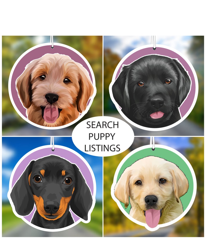 Dachshund Puppy Dog Car Air Freshener, Black, Rear View Mirror