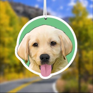 Yellow Lab Puppy Dog Car Air Freshener, Labrador, Rear View Mirror Accessory, Cute Hanging Car Decor, Gift for Dog Lover, Car Charm for Her