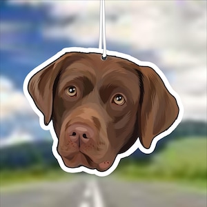 Chocolate Lab Dog Car Air Freshener, Labrador, Rear View Mirror Accessory, Cute Hanging Car Decor, Gift for Dog Lover, Car Charm for Her