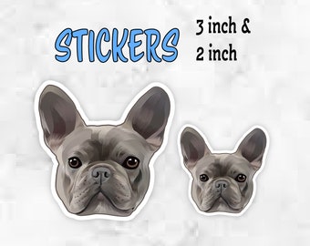 French Bulldog Sticker, Waterproof Vinyl Sticker for Dog Lovers, Grey Frenchie Sticker