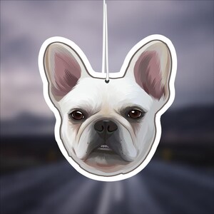 French Bulldog Car Air Freshener, White Frenchie Dog Lover Gift