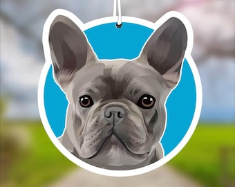 French Bulldog Car Air Freshener, Grey Frenchie Dog Lover Gift