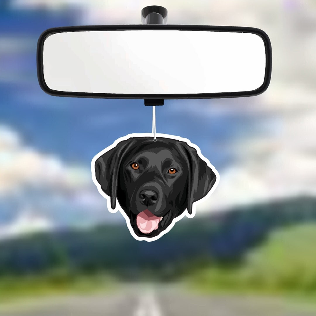 Black Lab Dog Car Air Freshener, Black Labrador, Rear View Mirror