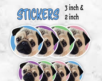 Pug Puppy Sticker, Waterproof Vinyl Sticker for Dog Lovers, Fawn Pug Sticker