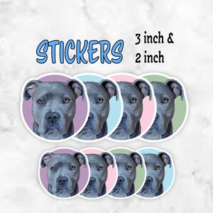 Pitbull Dog Sticker, Blue Pitbull, Premium Vinyl Sticker for Notebook, Planner, Laptop, Water Bottle, Phone Case, Locker, Gift Cards, Crafts
