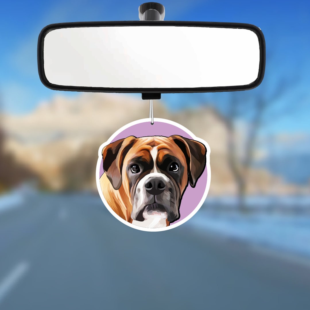 Boxer Dog Car Air Freshener Rear View Mirror Accessory Cute Etsy Canada