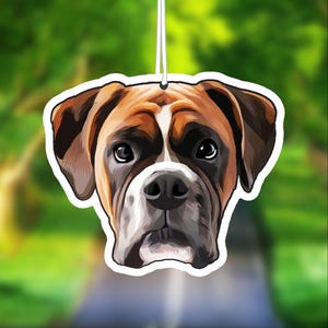 Boxer Dog Car Air Freshener, Rear View Mirror Accessory, Cute Hanging Car Decor, Gift for Dog Lover, Car Charm for Her