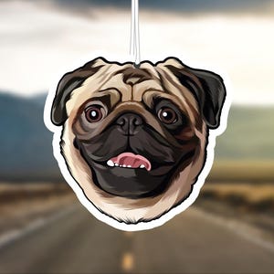 Pug Car Air Freshener, Fawn Pug Dog Lover Gift