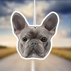 French Bulldog Dog Car Air Freshener, Grey Frenchie, Rear View Mirror Accessory, Cute Hanging Car Charm, Gift for Dog Lover, Cute Car Decor
