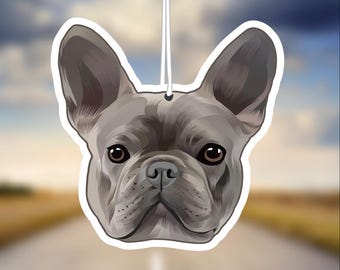 French Bulldog Car Air Freshener, Grey Frenchie Dog Lover Gift