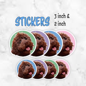 Sticker chien Labradoodle, chocolat, autocollant mignon pour amoureux des chiens, autocollant animal pour cahier, agenda, ordinateur portable, bouteille d'eau, casier, travaux manuels