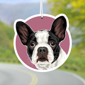 French Bulldog Dog Car Air Freshener, Black and White, Rear View Mirror Accessory, Cute Car Decor, Gift for Dog Lover, Hanging Car Charm