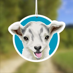 Kid Goat Car Air Freshener, Rear View Mirror Accessory, Cute Hanging Car Decor, Gift for Goat Lover, Car Charm for Her