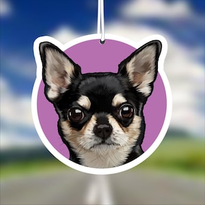 Chihuahua Dog Car Air Freshener, Black Chihuahua, Rear View Mirror Accessory, Cute Hanging Car Decor, Gift for Dog Lover, Car Charm for Her
