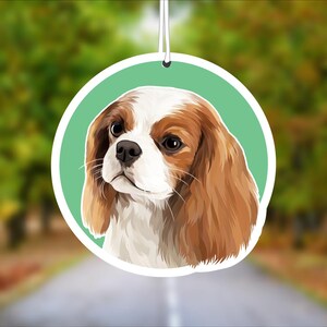 Cavalier King Charles Spaniel Dog Car Air Freshener, Rear View Mirror Accessory, Cute Hanging Car Decor, Gift for Dog Lover, Car Charm