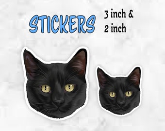 Cat Sticker, Waterproof Vinyl Sticker for Cat Lovers, Black Cat Sticker