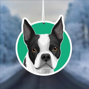 Boston Terrier Dog Car Air Freshener, Rear View Mirror Accessory, Cute Hanging Car Decor, Gift for Dog Lover, Car Charm for Her