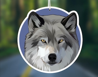 Wolf Car Air Freshener, Grey Wolf Lover Gift