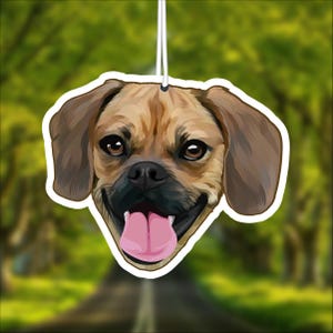 Puggle Dog Car Air Freshener, Rear View Mirror Accessory, Cute Hanging Car Decor, Gift for Dog Lover, Car Charm for Her