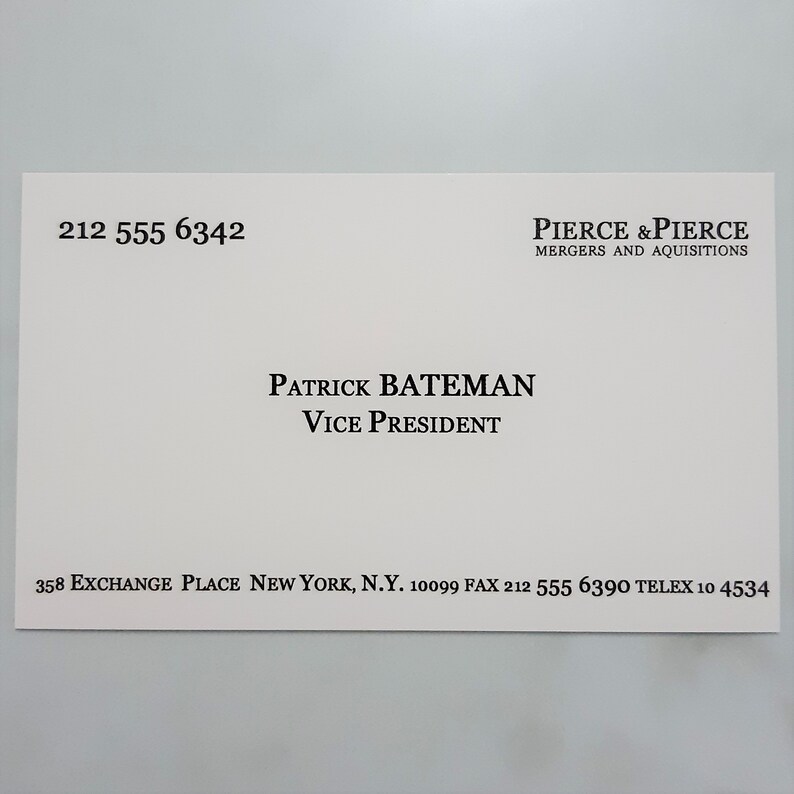 American Psycho Patrick Bateman Visitenkarte Christian Bale Etsy de