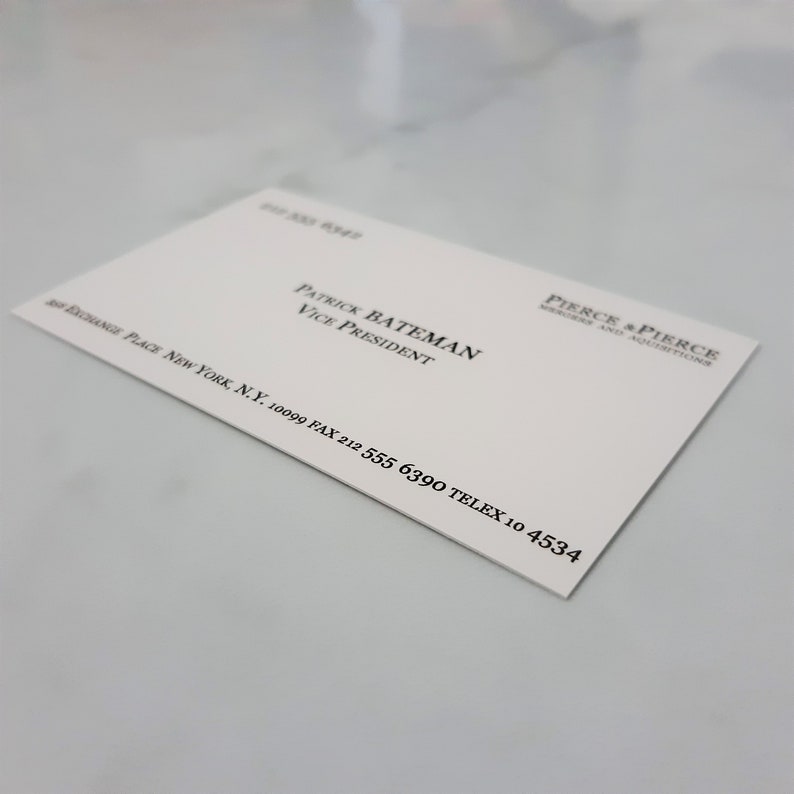 American Psycho Patrick Bateman Business Card Christian Bale Etsy