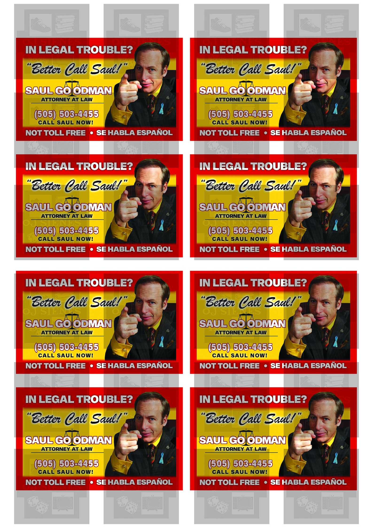 Better Call Saul DIGITAL DOWNLOAD PRINT Business Card Prop Saul Goodman