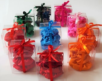 Handmade Scrunchies Gift Box Sets. Non-crease hair ties with high quality elastic