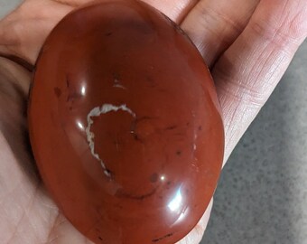 Red Jasper Palm Stone, inclusions, hand selected stone, root and sacral chakras, with smiley face for balance, ground, rational, discipline