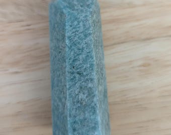 Amazing Amazonite Tower, Fat, with sheen on the back, hand selected, natural stone, large facet cut, for letting go of control, spontaneous