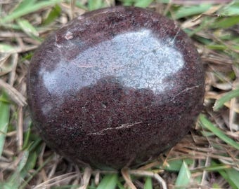 Almandine Garnet Palm Stone, hand selected, fat, natural, root chakra, large, heavy, deep red, for protection, healing energy, motivation
