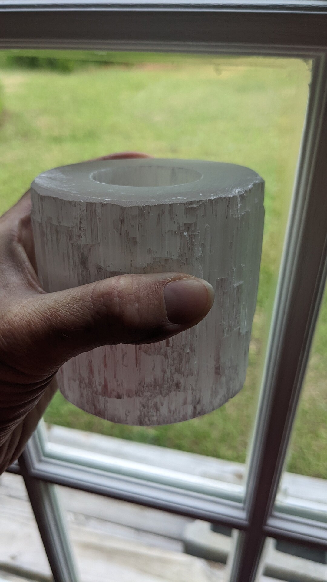 Satin Spar Candle Holder, Sphere Holder, Votive, Tealight Holder, Large