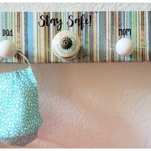 Face Mask Hanger/Holder Hangup - Blue Stripes