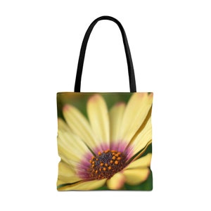 Yellow Gerbera Daisy Canvas Tote Bag: Botanical Print Gift