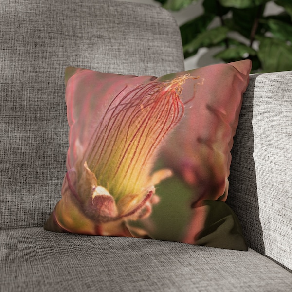 Prairie Smoke Wildflower Throw Pillow Covers in 4 Sizes, Wildflower Print Square Pillow Case, Dusty Pink Botanical Print Home Accent