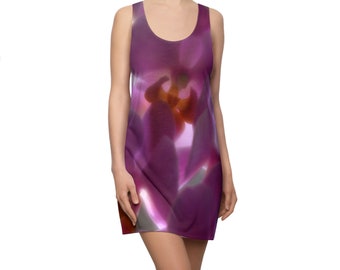 Robe violette à dos nageur, chemise de nuit, cache-maillot, robe à imprimé orchidées fleuries, cadeau romantique pour petite amie, mariée