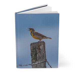 Journal or Guestbook with Singing Meadowlark, State Bird of Montana Nebraska North Dakota Oregon Kansas and Wyoming, State Bird Gift