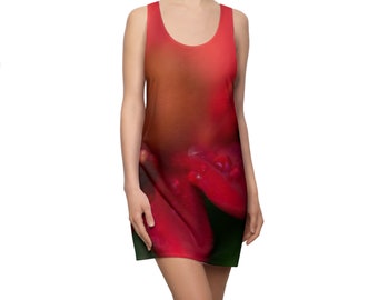 Débardeur dos nageur imprimé gerbera rouge abstrait, chemise de nuit, cache-maillot, chemise de nuit sexy, art portable pour femme, cadeau petite amie