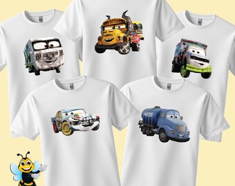 Thunder Hollow Speedway, Ms Fritter, Arvy, Jambalaya Chimichanga, Mr. Drippy and Dr.Damage  Car Shirts, Matching Shirts, Adult and Kid Sizes