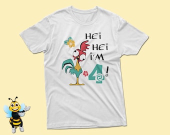Camiseta de cumpleaños "Hei Hei": Camiseta de vacaciones del gallo de Moana