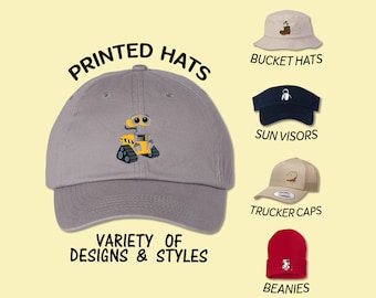 Wall-E Hat | Wall-E Full Color Printed Hat | Wall-E Hat Bucket Hat Sun Visor Beanie Wall-E Birthday Cap | Disney Family Trip Youth Kids Cap