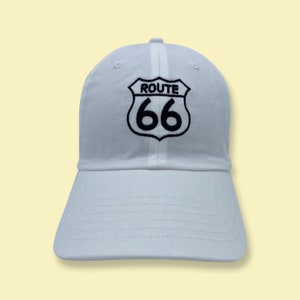 Embroidered Route 66 Hat: Adjustable Baseball Cap