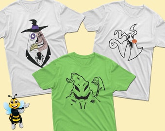 Pesadilla antes de Navidad, personajes de Lock, Shock and Barrel, camisa de grupo, camisa de Halloween de Disney vintage, camisa a juego familiar