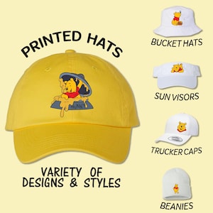 Pooh Hat | Pooh Full Color Printed Hat | Pooh Trucker Hat | Pooh Bucket Hat | Pooh Sun Visor | Pooh Beanie Pooh Birthday Cap Youth Kids Cap