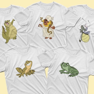 Princess Tiana, Prince Naveen, Mama Odie, Louis and Ray T-Shirts, The princess and the Frog characters, Adults and Kids Shirts