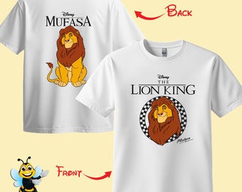 Mufasa Front and Back Print Shirts, Disney Lion King Shirts, Mufasa, Sarabi, Nala, Timon, Pumbaa, Zazu, Scar, Adults, Youth and Kids Sizes