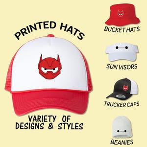 Big Hero 6 Baymax Printed Hat: Trucker, Bucket, Beanie, Visor