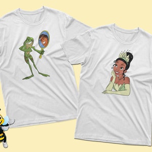 The Princess and The Frog Cartoon, Prince Naveen and Princess Tiana, Adults and Kids Shirts, Couples Disney Shirts