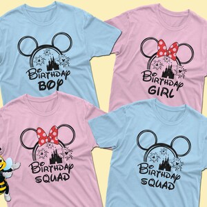 Disney Castle Minnie Birthday Girl Shirt, Disney Castle Mickey Birthday Boy Shirt, Birthday Girl and Boy Squad Shirt, Disney Trip Shirt