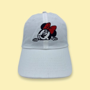 Minnie Mouse Embroidered Hat: Peeking Design, Adjustable Cap